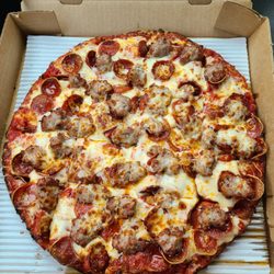 12" with pepperoni, sausage and extra cheese.