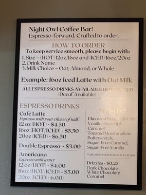 Menu photo 2 Night Owl Coffee Bar Vero Beach, FL