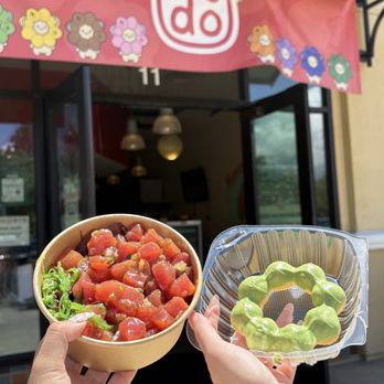 MoDo Hawaii - Shoyu Poke Rice Bowl and Matcha Mochi Donut - Donuts Near Me - Santa Clara, California