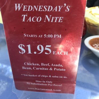Don Antonio's - Wednesday Taco Nite - Mexican Near Me - Los Angeles, California