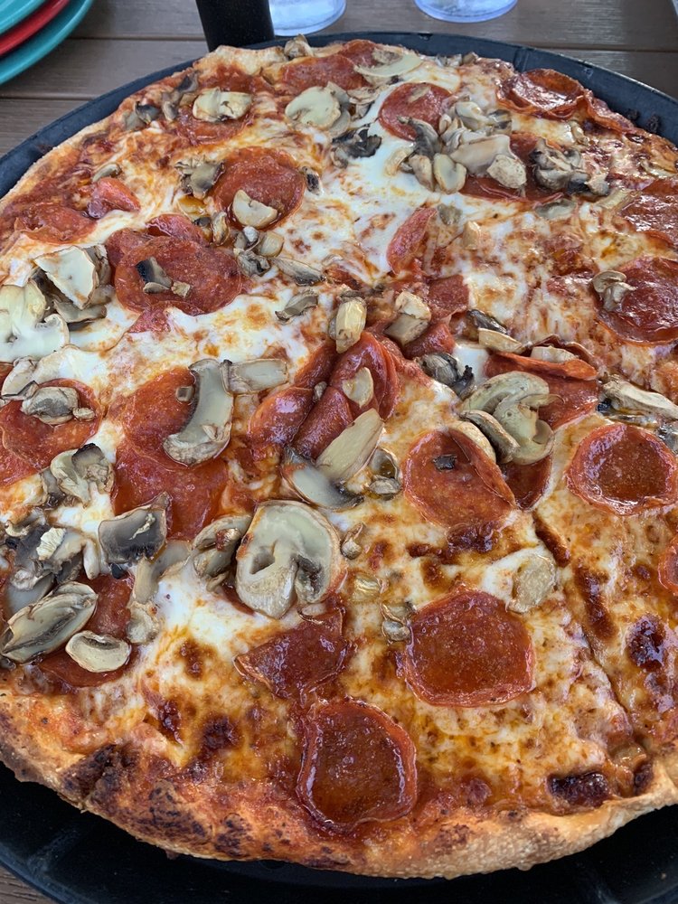Pepperoni, mushroom New York Style Pizza. Yelp