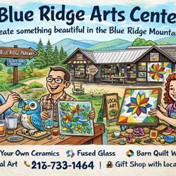We offer Paint Your Own Pottery, Watercolor Classes, Fused Glass classes, as well as Barn Quilt Painting Classes