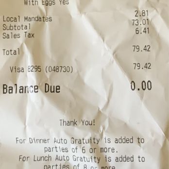 Rangoon Ruby - 8/7/2023:  My dinner bill plus, tip. - Asian Fusion Near Me - Palo Alto, California