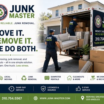 Junk Master - Local moving, junk removal, furniture removal, home cleanouts, office moving, dumpster rentals, packing, hauling, and donation pickup. - Junk Removal & Hauling Near Me - North Hollywood, California Junk Master - Local moving, junk removal, furniture removal, home cleanouts, office moving, dumpster rentals, packing, hauling, and donation pickup. - Junk Removal & Hauling Near Me - North Hollywood, California