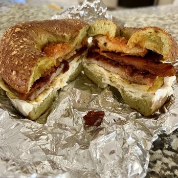 Elite Experience: Reno Tahoe Bagel Co. - Back 2 Life on Pesto Asiago bagel with bacon and sausage - Yelp Events Near Me - Reno, Nevada
