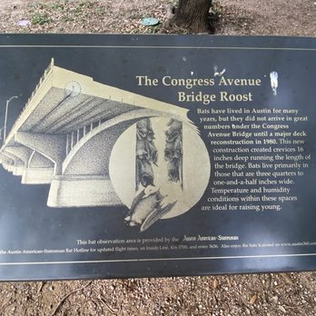 Bats Under the Congress Avenue Bridge - Info signs in the park under the bridge - Landmarks & Historical Buildings Near Me - Austin, Texas