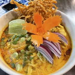 Eating Thai - Khao Soi just as good as when I lived in Thailand.