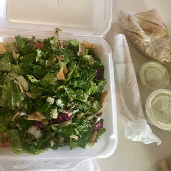 Malek Al Kabob - Taylor - Carry Out!! Fatoosh salad, hot bread, garlic and a shish tawook sandwich?! Yes please! - Mediterranean Near Me - Taylor, Michigan