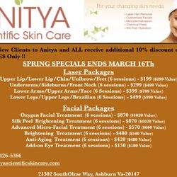 Anitya Scientific Skincare - Spring 2019 Facial & Laser Specials