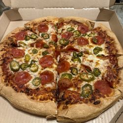Pizza Hut - Large one topping with jalapeños.