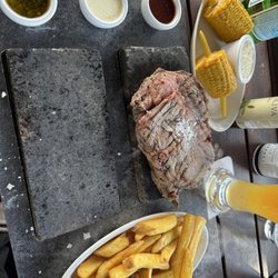 Abacco's Steakhouse - Ribeye steak,  corn, and fried
