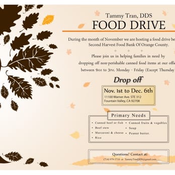 Tammy Tran DDS - Stop by with your donations this month! - General Dentistry Near Me - Fountain Valley, California Tammy Tran DDS - Stop by with your donations this month! - General Dentistry Near Me - Fountain Valley, California
