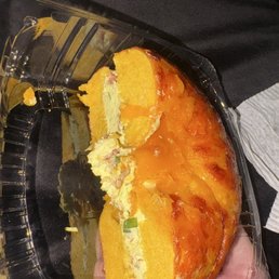 Cheddar bagel with bacon cheddar, scallion cream cheese