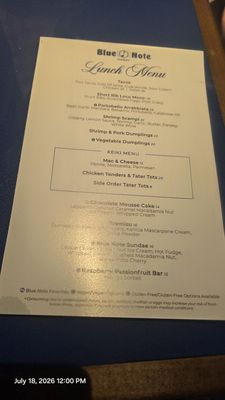 Menu photo 1 Blue Note Hawaii Honolulu, HI