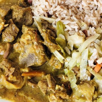 Clive's Cafe - Curry Goat with rice/peas & steamed vegetables. - Caribbean Near Me - Miami, Florida Clive's Cafe - Curry Goat with rice/peas & steamed vegetables. - Caribbean Near Me - Miami, Florida