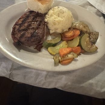 Smithhart's Texas Grill - Bacon wrapped filet with mash potatoes and grilled vegetables - American Near Me - Angleton, Texas Smithhart's Texas Grill - Bacon wrapped filet with mash potatoes and grilled vegetables - American Near Me - Angleton, Texas