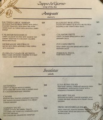 Menu photo 2 Luna Rossa Restaurant Bedminster, NJ