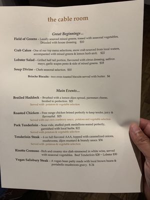 Menu photo 2 The Cable Room Baddeck, NS