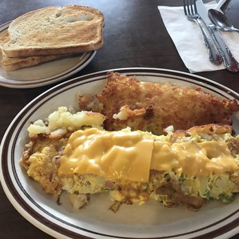 Teddy's Cafe - Denver Omelette with cheese, hash brown, and sourdough toast (they were out of biscuits) - Diners Near Me - Los Angeles, California Teddy's Cafe - Denver Omelette with cheese, hash brown, and sourdough toast (they were out of biscuits) - Diners Near Me - Los Angeles, California