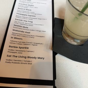 Culture Kitchen - bar menu and in bloom cocktail - Coffee & Tea Near Me - Seattle, Washington