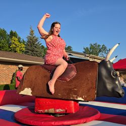 Jump and Jam Rentals - Girl on bull