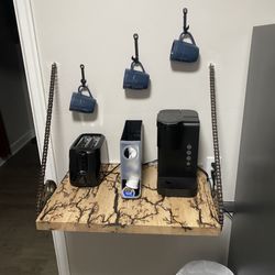 Decker Down Contracting - This is a custom coffee station, handmade and electrocuted with lichtenberg burns and a custom mug hangers.