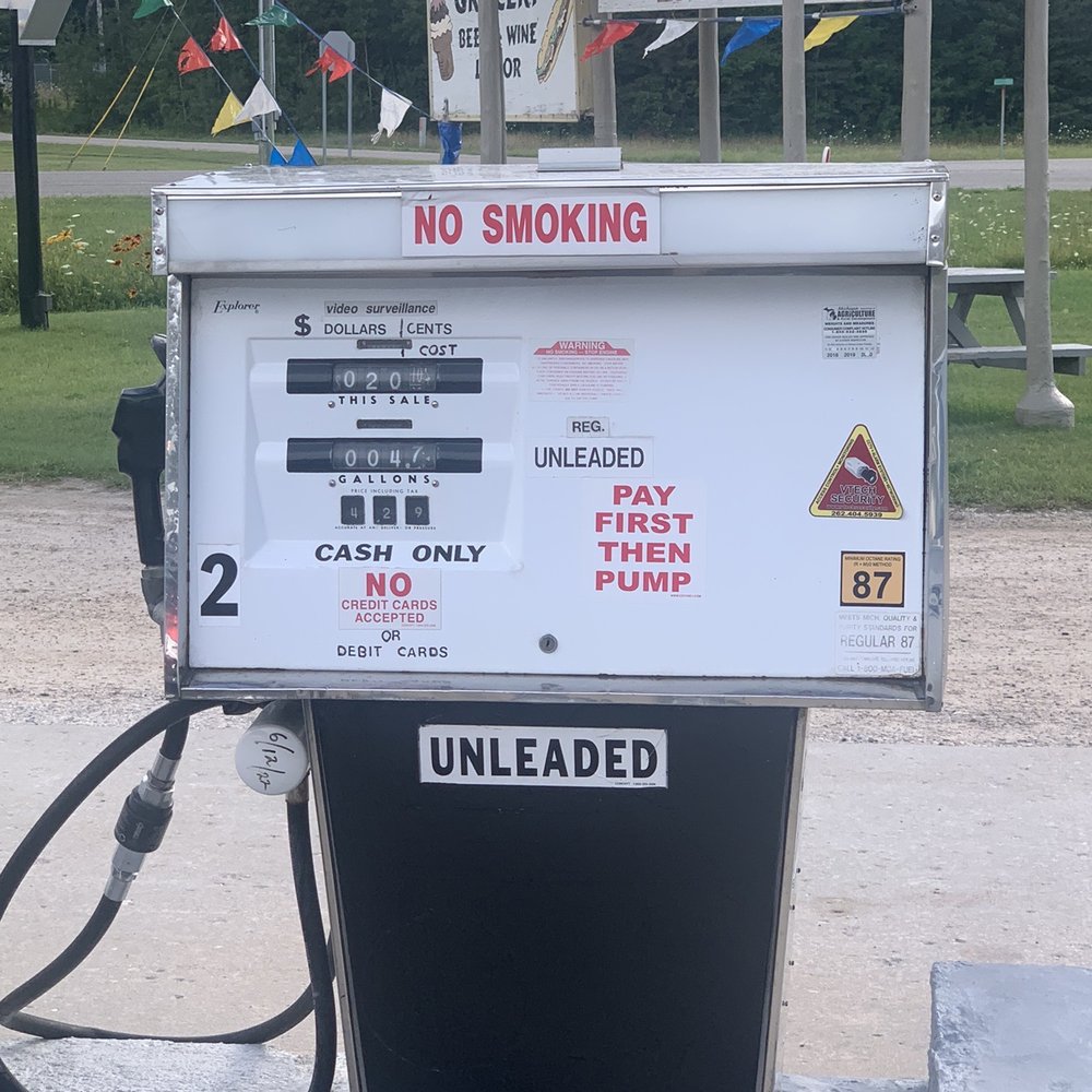 Bob's Stop & Shop - Blast From the Past!  Old Pump, cash only, no credit card! - Grocery Near Me - Gould City, Michigan