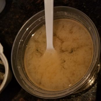 Sushi Domo - Here is the miso soup! Tasted good, just like a basic bowl of miso! - Sushi Bars Near Me - Arlington, Texas Sushi Domo - Here is the miso soup! Tasted good, just like a basic bowl of miso! - Sushi Bars Near Me - Arlington, Texas