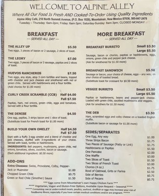 Menu photo 6 Alpine Alley Mountainair, NM