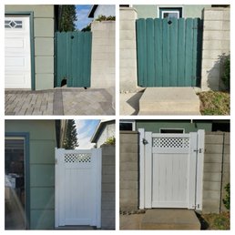 Before views above, after below. Our wooden gates we definitely showing their age. Loving the stability of these new gates and the new look! Before views above, after below. Our wooden gates we definitely showing their age. Loving the stability of these new gates and the new look!