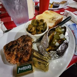 Taylor Grocery & Restaurant - Grilled chicken with green beans and loaded potato.