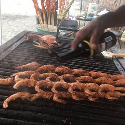 Brochetas de Camaron Lorena's - Playas Tijuana. These are the famous shrimp kabobs or brochetas de camaron
