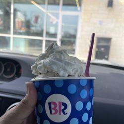 Baskins Robin - Double scoop with whipped cream!