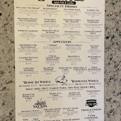 The Wexford Irish Pub & Grille - 2025 Food menu, The Wexford Irish pub & Grill