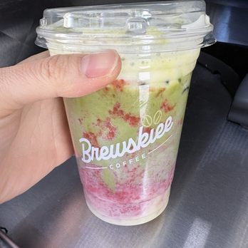 Brewskiee Coffee - Strawnana Matcha Iced Latte - Coffee & Tea Near Me - Santa Ana, California
