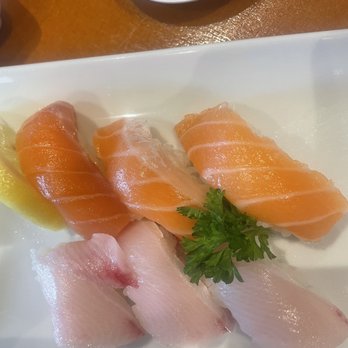 Dake Sushi - Bloody yellowtail and salmon w skin still on it - Sushi Bars Near Me - Simi Valley, California