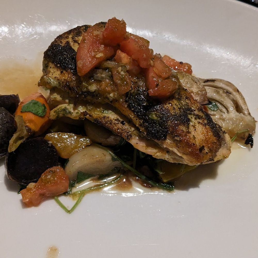 Pamplemousse Grille - Basil Roasted Salmon - New American Near Me - Solana Beach, California Pamplemousse Grille - Basil Roasted Salmon - New American Near Me - Solana Beach, California