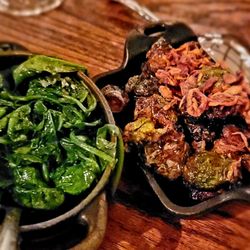 Oak Steakhouse - Spinach next to Brussel Sprouts