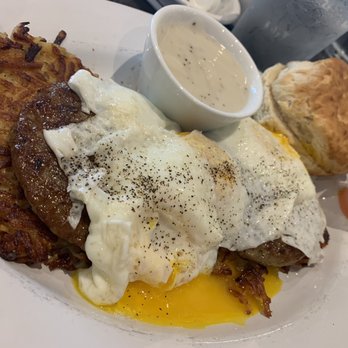 Maple Bacon Restaurant - Southern Sausage Stacker! A plateful of happiness! - American Near Me - Plano, Texas Maple Bacon Restaurant - Southern Sausage Stacker! A plateful of happiness! - American Near Me - Plano, Texas
