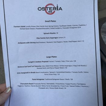 Osteria 166 - Special menu - Italian Near Me - Buffalo, New York