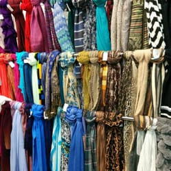 Marysville Goodwill - Wall of scarves.