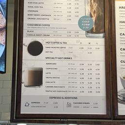 Beverage menu