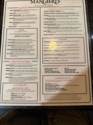 Menu photo 2 Mangieri's Pizza Cafe Austin, TX