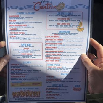 The Canteen - Menu. Oct 26' - Seafood Near Me - Provincetown, Massachusetts The Canteen - Menu. Oct 26' - Seafood Near Me - Provincetown, Massachusetts