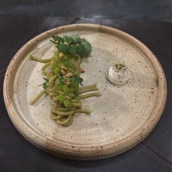 The Wolf's Tailor - Tonarelli, green tomato sauce, wasabi, rouge de Bordeaux - New American Near Me - Denver, Colorado