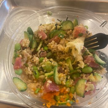 Pokeworks - Spicy Ahi bowl w/o sweet onion & onion crisps. I added avocado & Serrano peppers and got light dressing. - Salad Near Me - Southlake, Texas Pokeworks - Spicy Ahi bowl w/o sweet onion & onion crisps. I added avocado & Serrano peppers and got light dressing. - Salad Near Me - Southlake, Texas