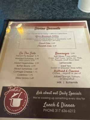 Menu photo 1 John's Famous Stew Indianapolis, IN