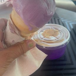 Single scoop coconut ice cream and a pup cup Single scoop coconut ice cream and a pup cup