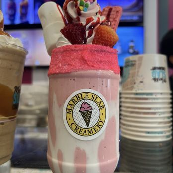 Marble Slab Creamery - Strawberry Shortcake Shake - Ice Cream & Frozen Yogurt Near Me - Panama City Beach, Florida