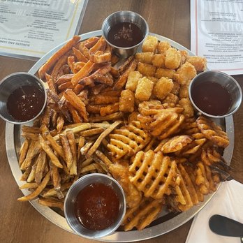 Ironhorse Kitchen + Bar - Fries Flight with different house made bbq sauces - Bars Near Me - Minot, North Dakota Ironhorse Kitchen + Bar - Fries Flight with different house made bbq sauces - Bars Near Me - Minot, North Dakota
